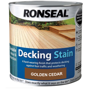 Decking components accessories kits: decking stain golden cedar 2.5ltr