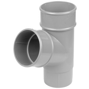 Downpipe fittings: downpipe 112 degree branch round grey