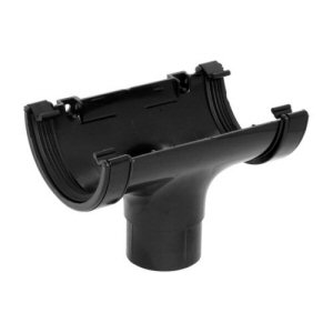 Guttering fittings: running outlet round black
