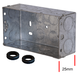 Electrical products: metal flush box 2 gang 25mm