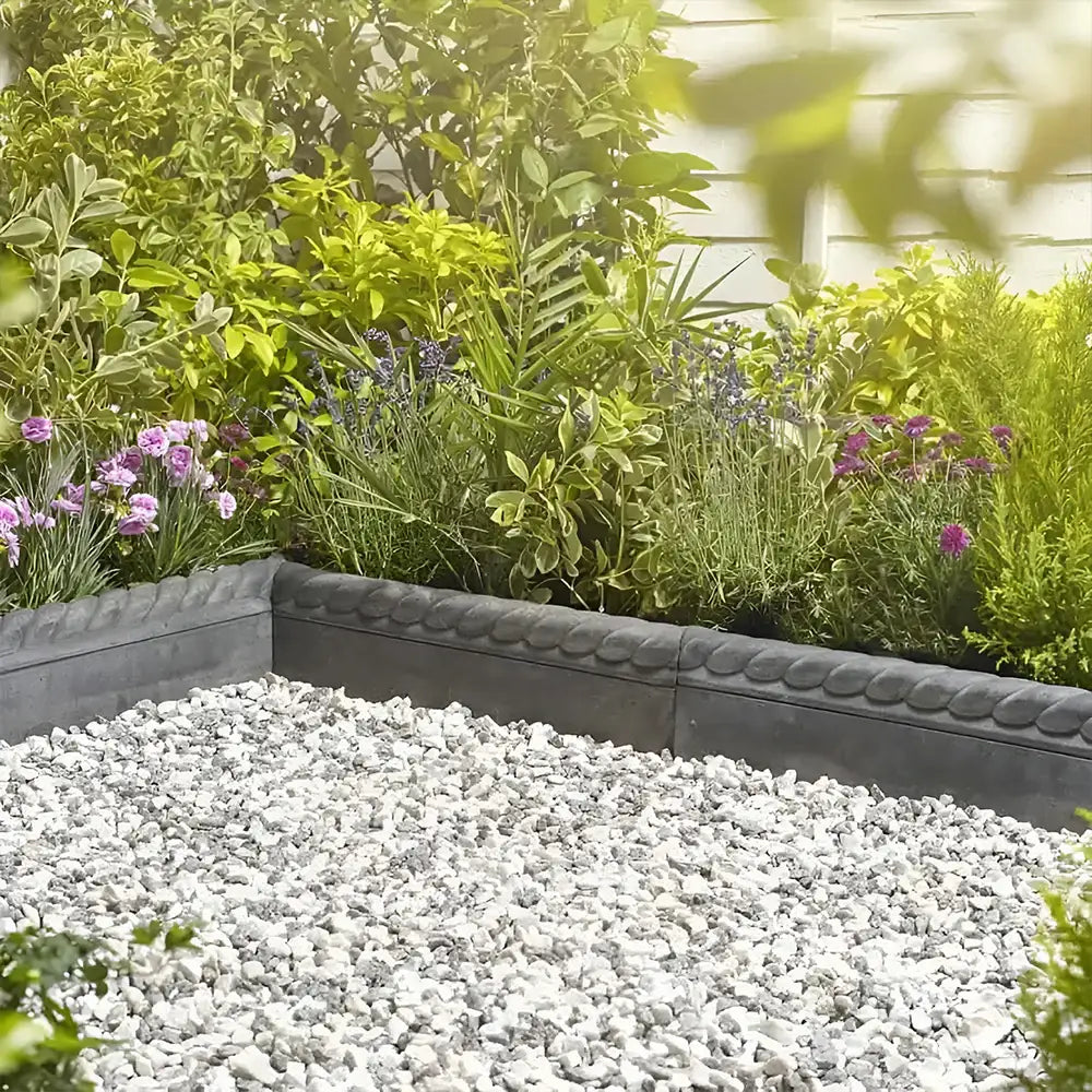 Graphite Rustic Rope Top Garden Edging