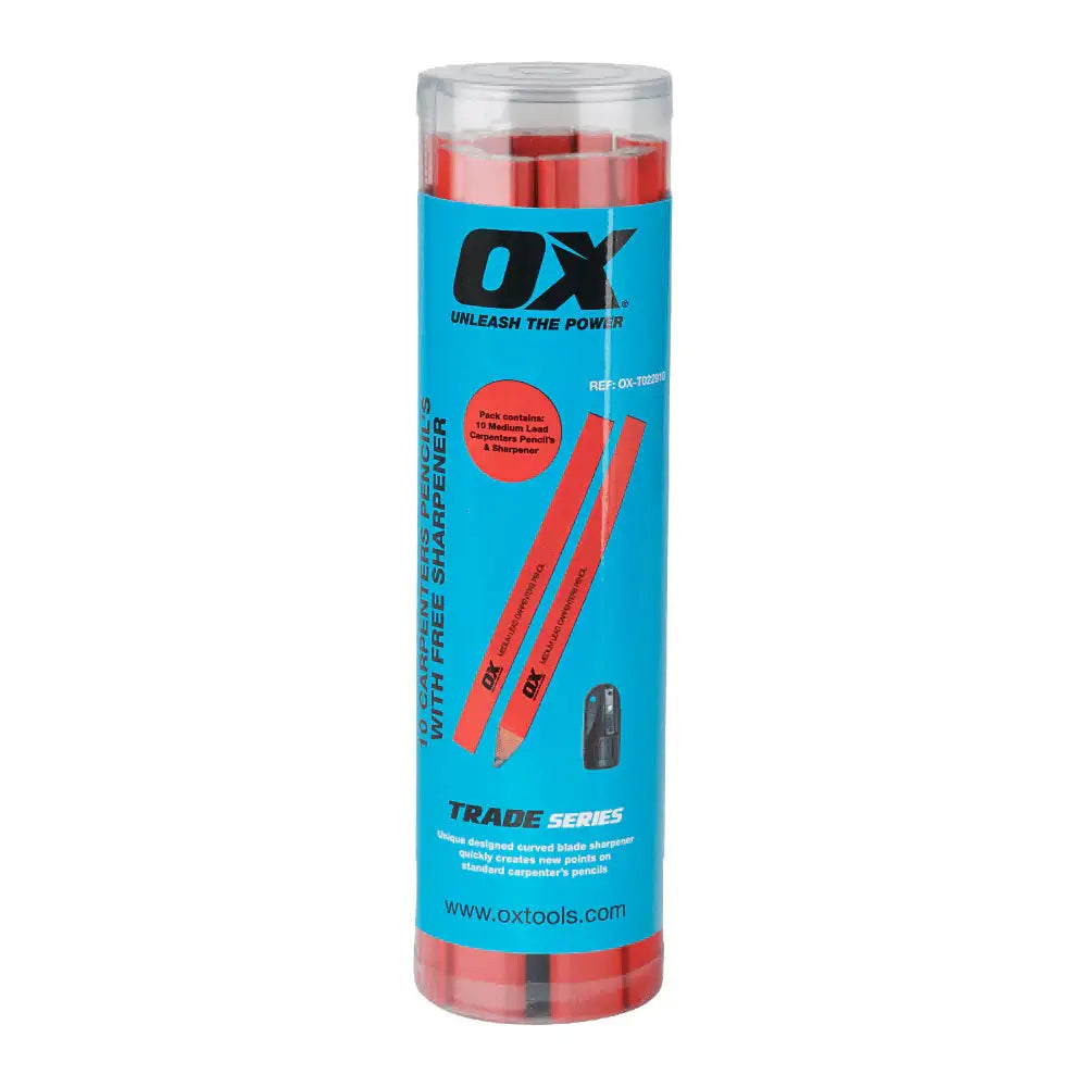 Ox Trade Medium Red Carpenters Pencils Pack 10