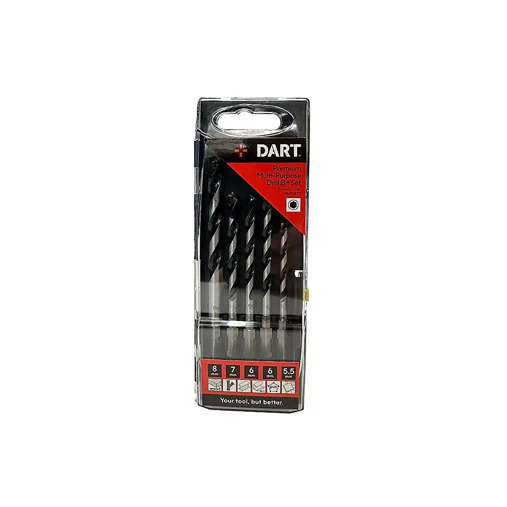Dart 5 Piece Premium Hex Multipurpose Drill Bit Set