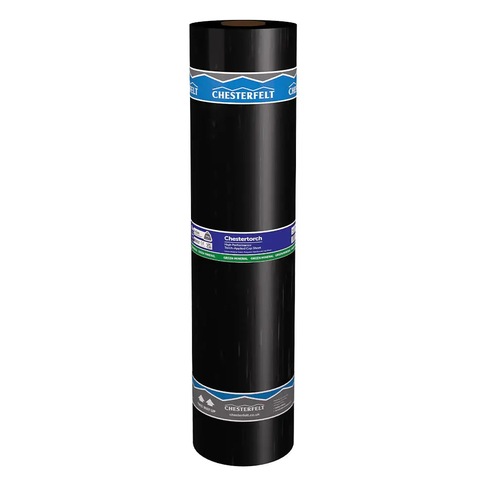 Premium Torch On Black Mineral Roofing Felt Cap Top Sheet  - 8m x 1m Roll 4kg
