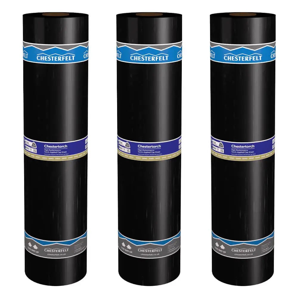 Premium Torch On Black Mineral Roofing Felt Underlay Sheet  - 8m x 1m Roll 4kg (Pack of 3)