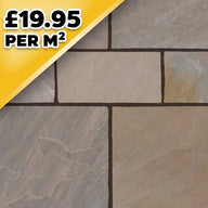 Mid-Brown Indian Natural Sandstone Paving Pack 22mm Calibrated 10.2m2 Patio Kit
