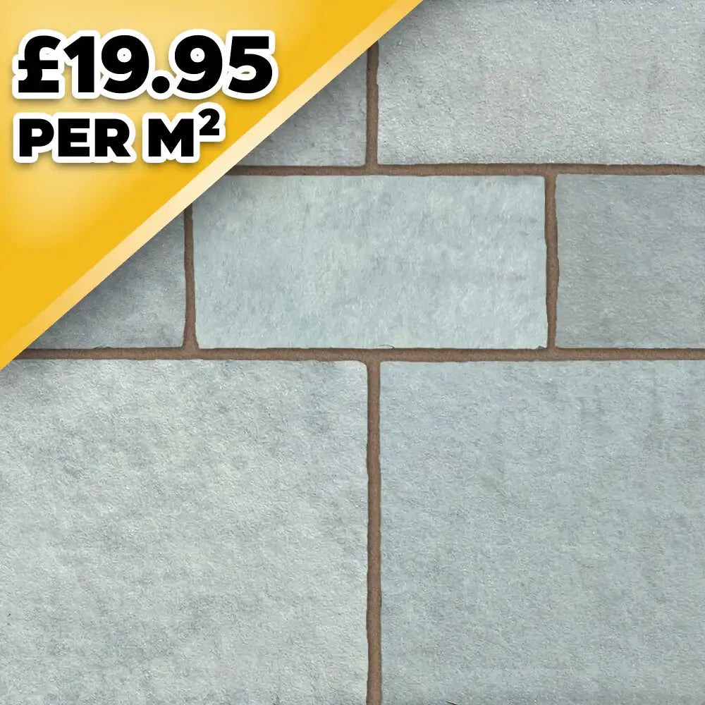 Kotah Blue Indian Natural Sandstone Paving Pack 22mm Calibrated 10.2m2 Patio Kit