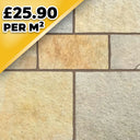 Yellow Indian Natural Tumbled Limestone Paving Pack 22mm Calibrated 15.25m2 Patio Kit