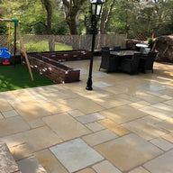 Yellow Indian Natural Tumbled Limestone Paving Pack 22mm Calibrated 15.25m2 Patio Kit