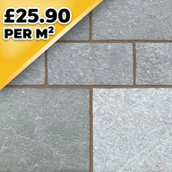 Graphite Indian Natural Tumbled Limestone Paving Pack 22mm Calibrated 15.25m2 Patio Kit