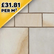 Ivory Mint Polished Indian Natural Sandstone Paving Pack 22mm Calibrated 9.9m2 Patio Kit
