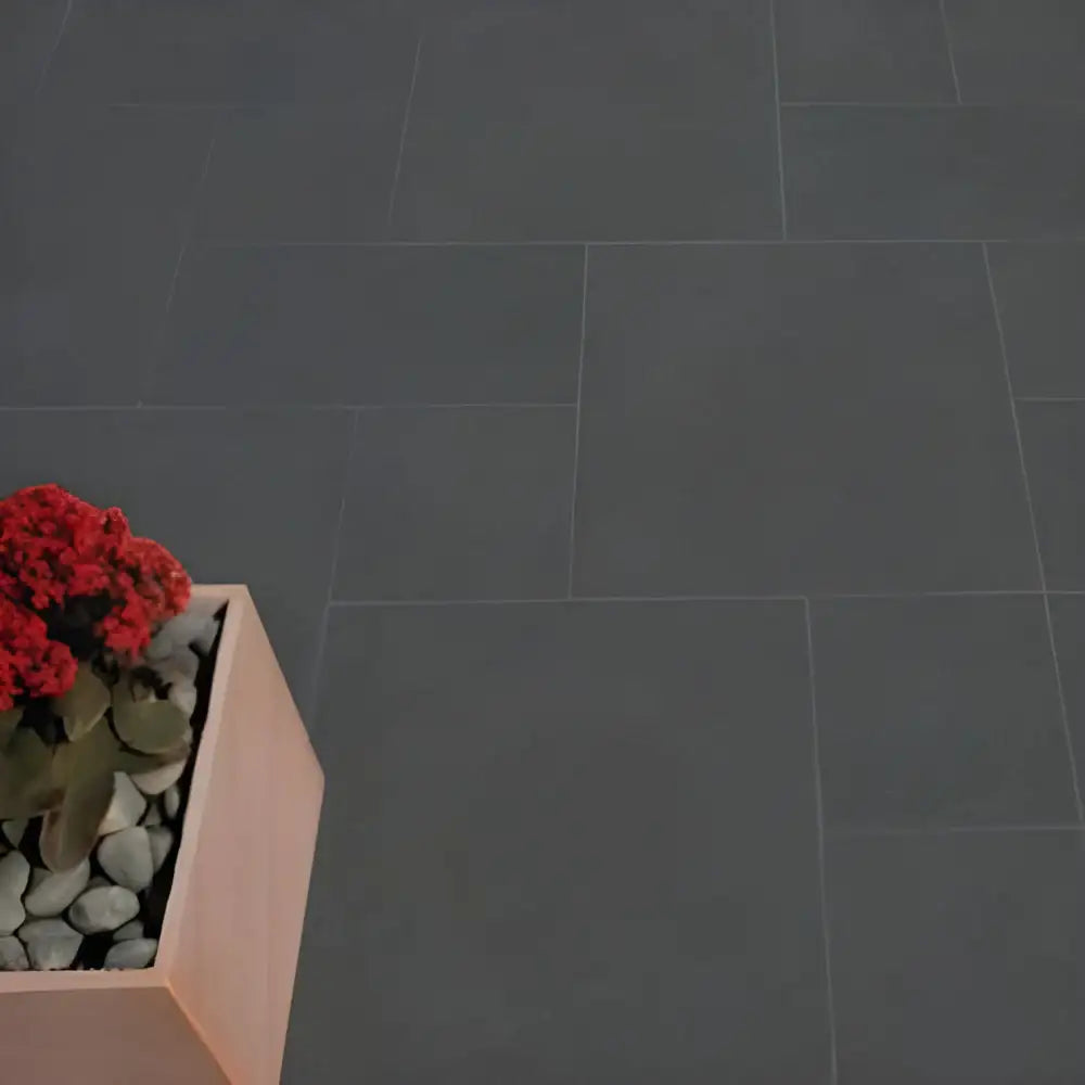 Textured Ash Black Granite Indian Natural Sandstone Paving Pack 22mm Calibrated 9.9m2 Patio Kit