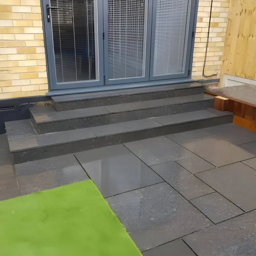 Emperor Black Indian Natural Granite Paving Pack 22mm Calibrated 9.9m2 Patio Kit