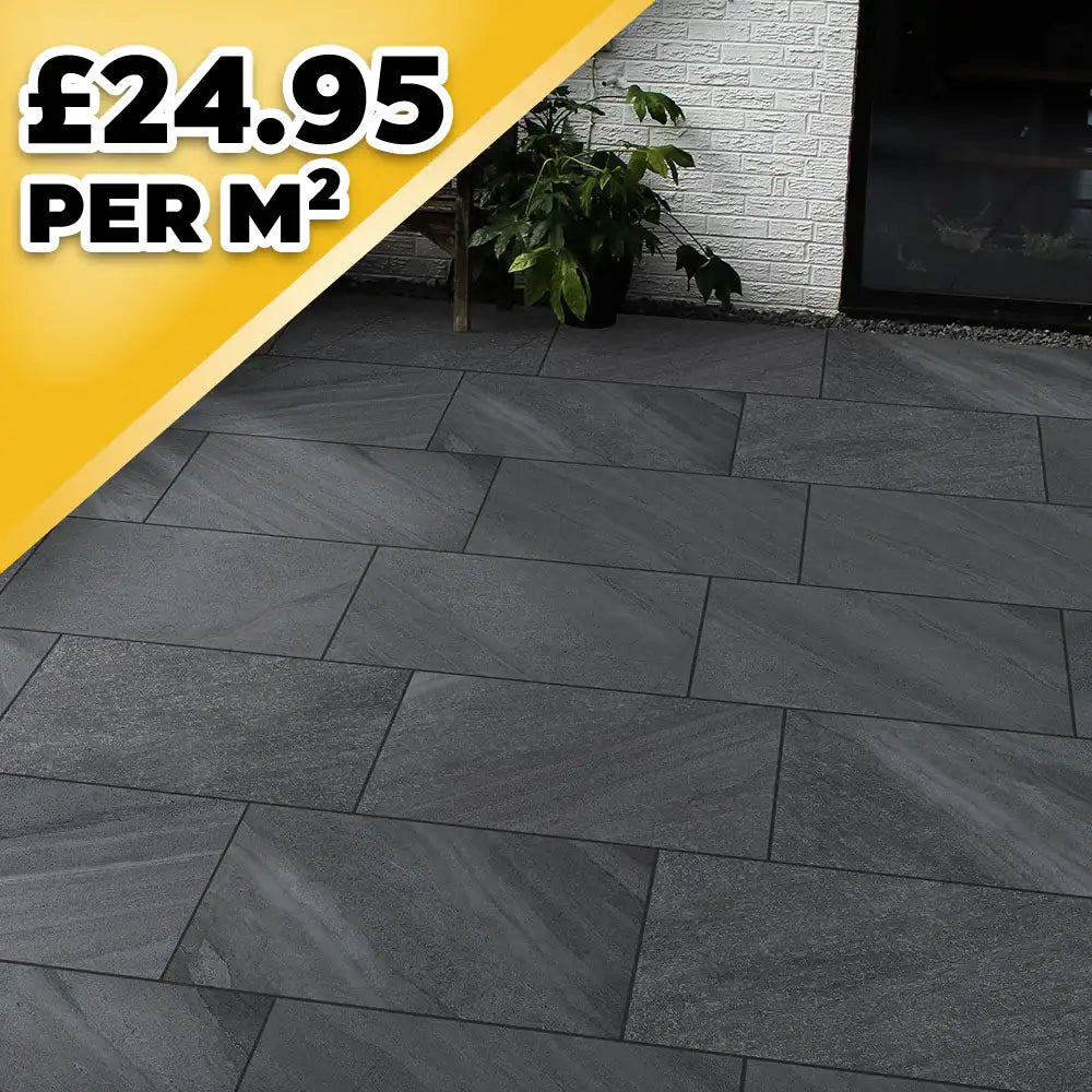 Riveria Nero Porcelain Paving TIle