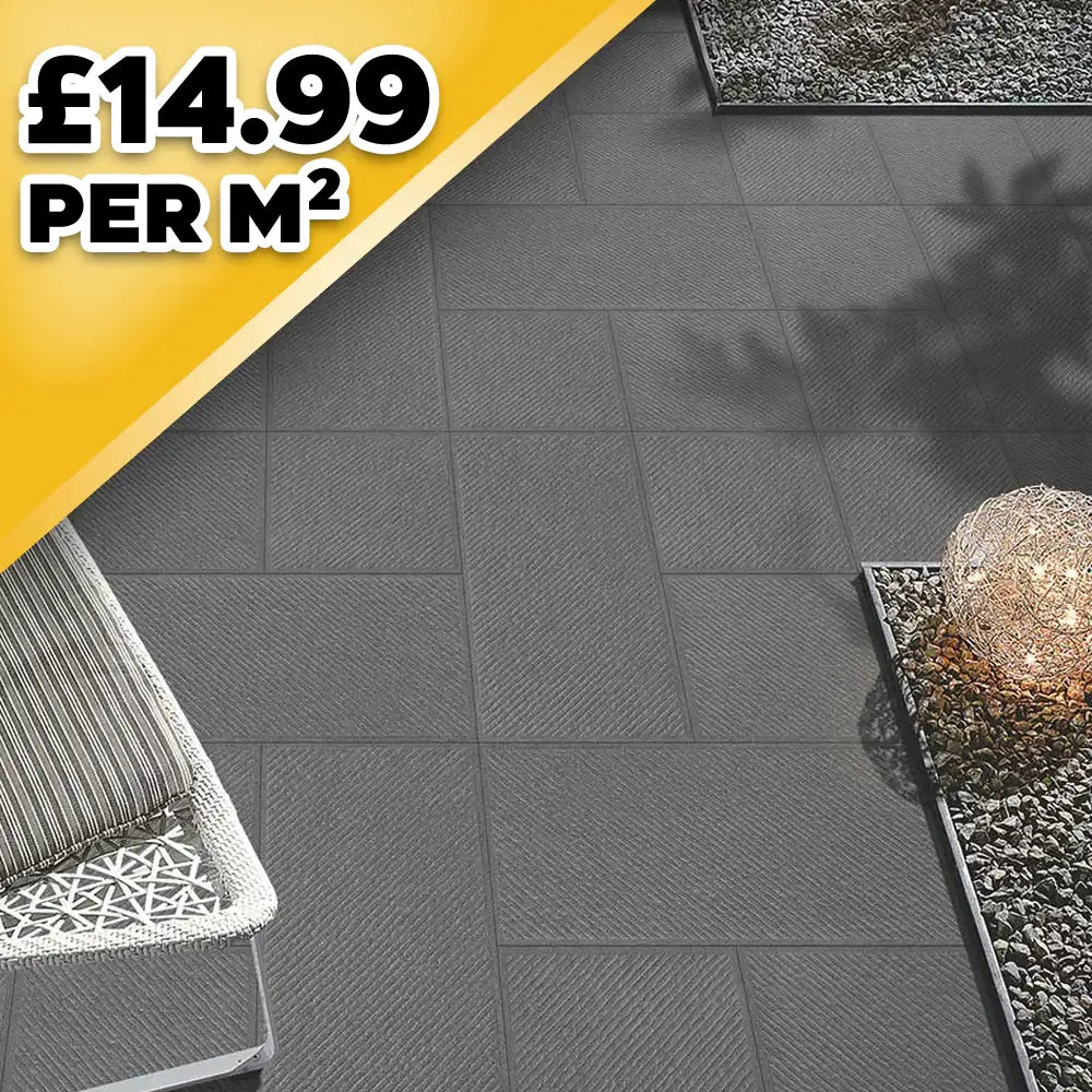 Barberino Nero Outdoor Porcelain Paving TIle | 800 x 400mm x 16mm