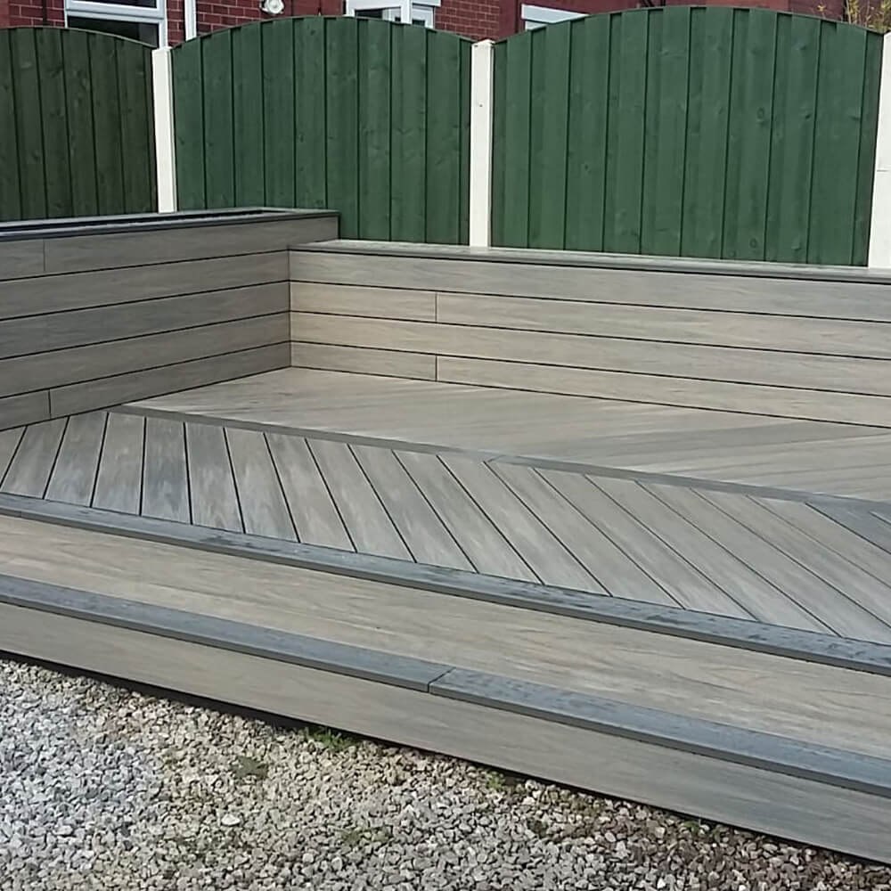 Qube Island Mist / Sandstone Composite Decking Kit 3.6m x 3.6m