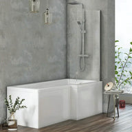1700mm L Shape Shower Bath Pack RH (CP Screen & Acrylic Front Panel)