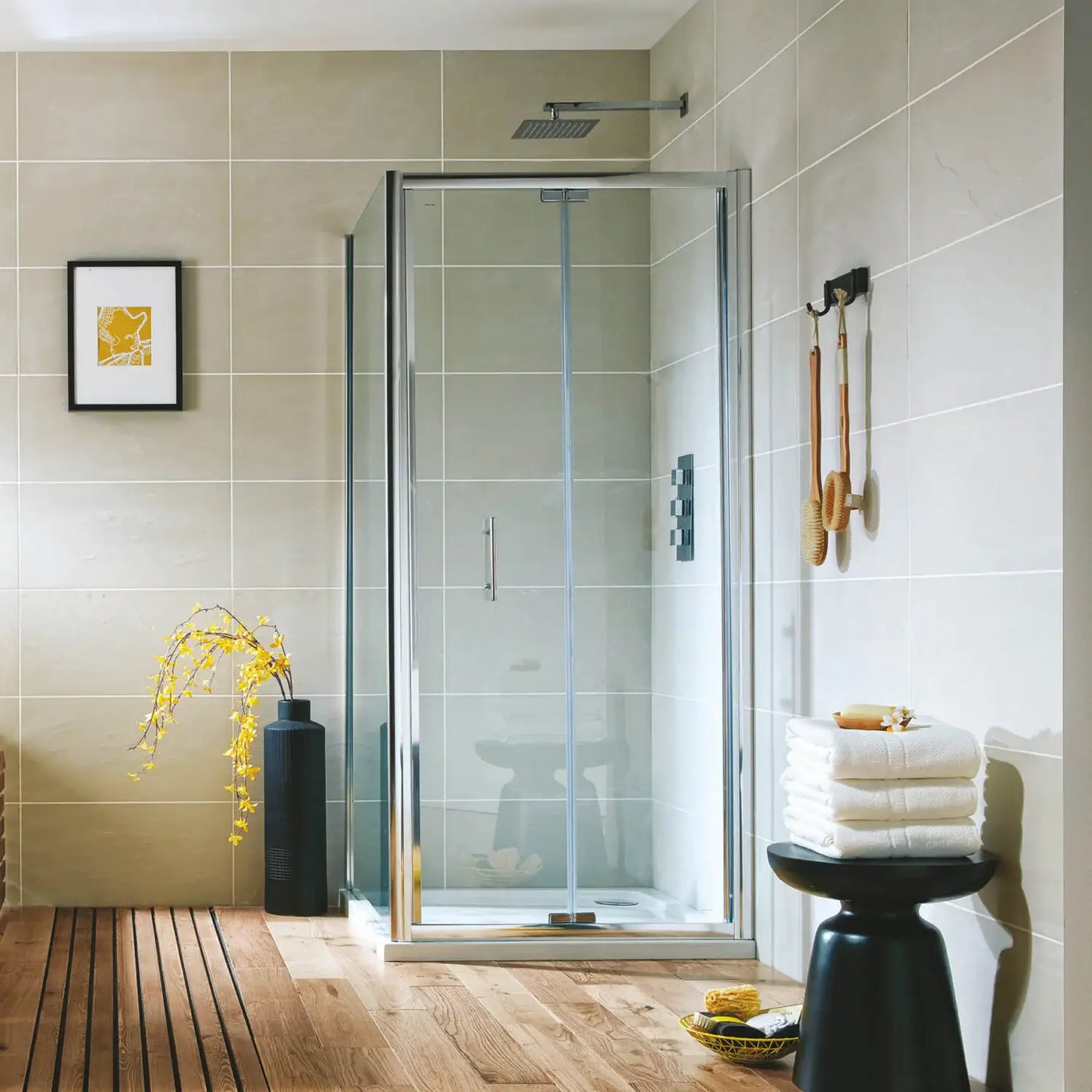 1000mm S6 Semi-Frameless Bifold Shower Door