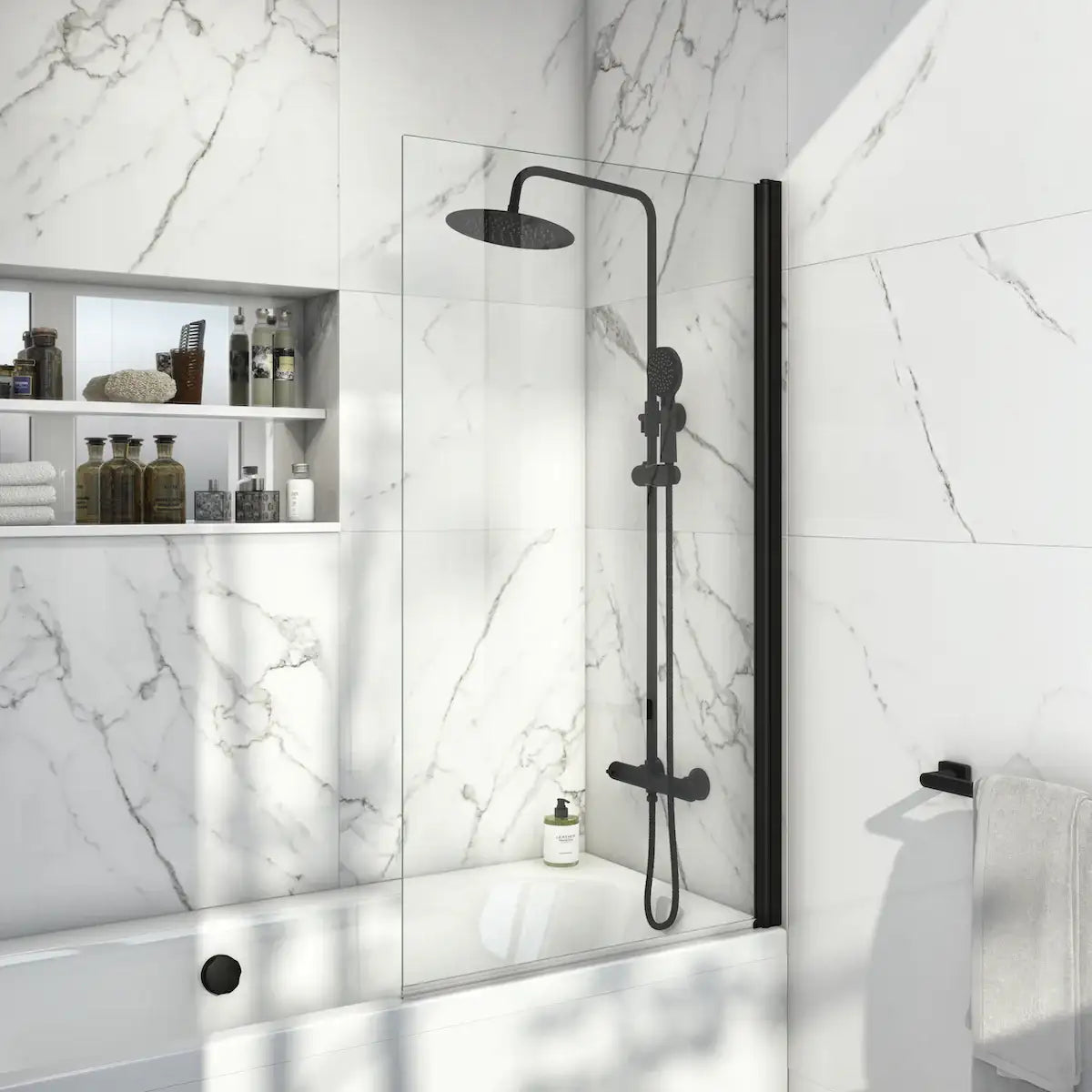 Black Square S6 Bath Screen 1400x800mm