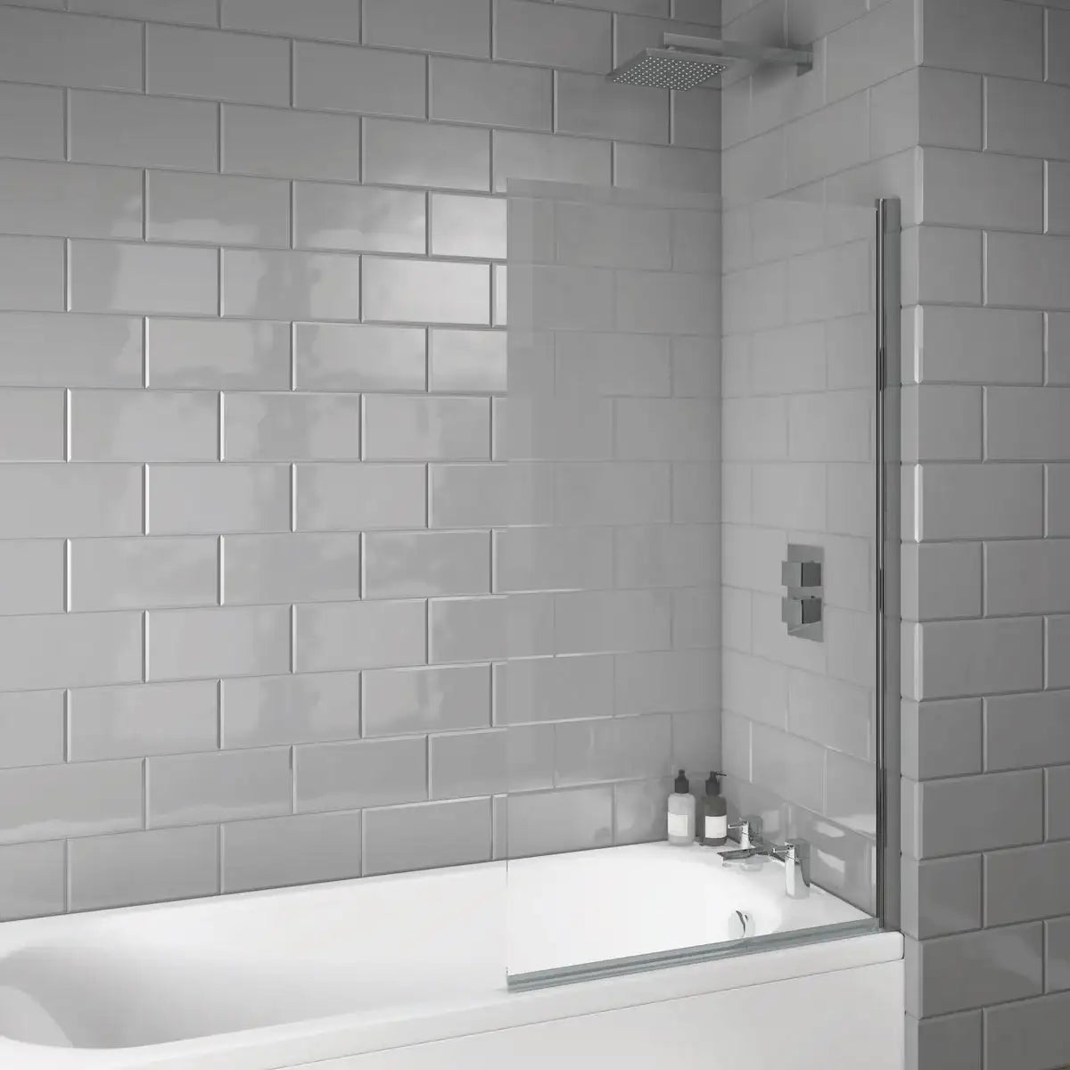 Chrome Square S6 Bath Screen 1400x800mm