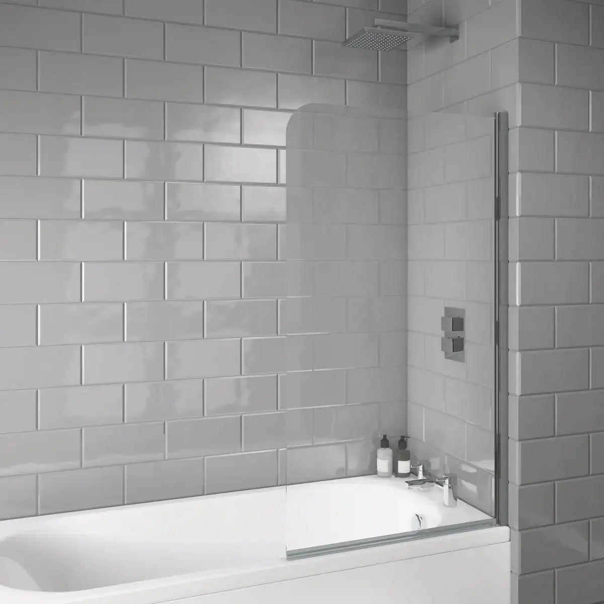 Chrome Radius S6 Bath Screen 1400x800mm