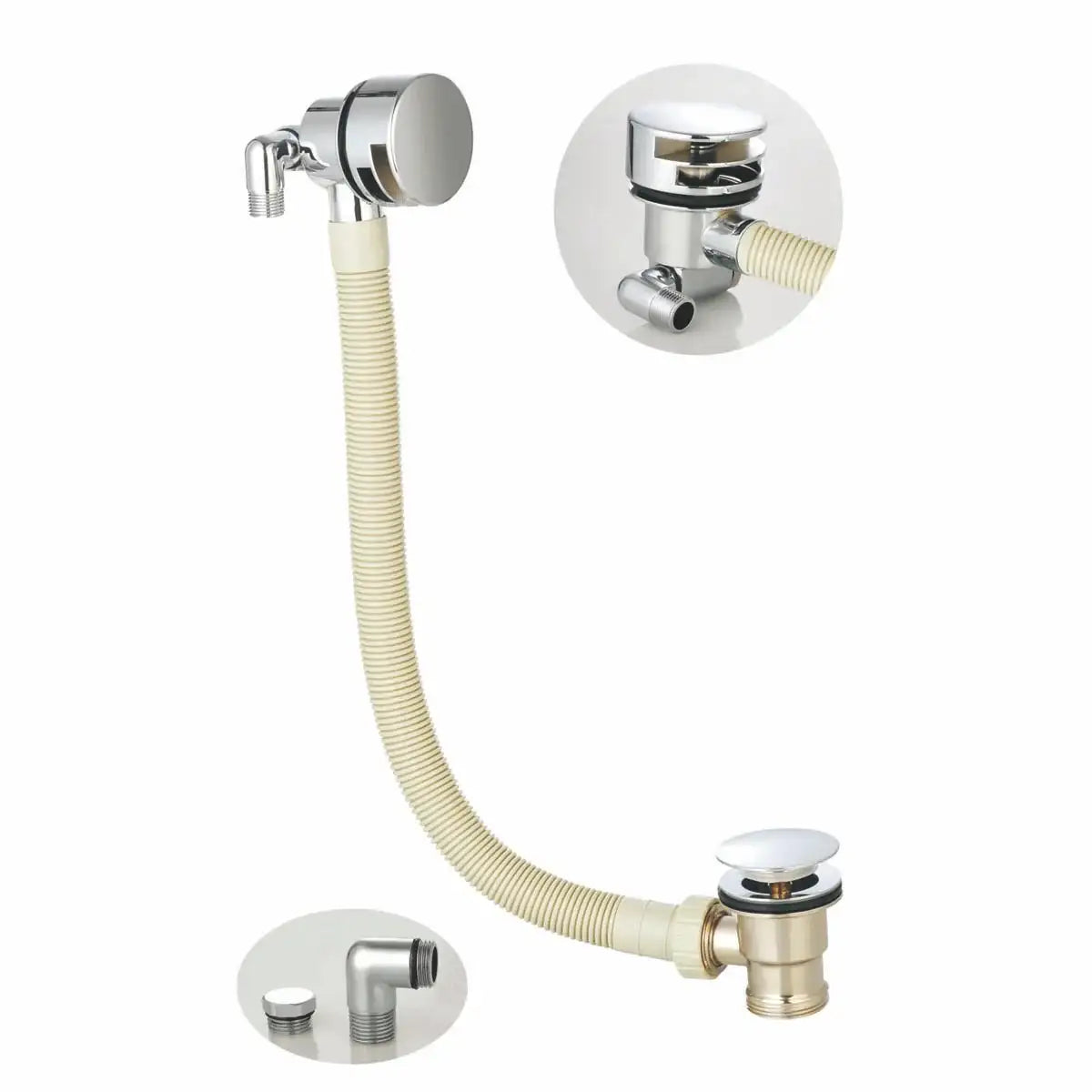Round Bath Filler and Overflow with Sprung Waste (Chrome)