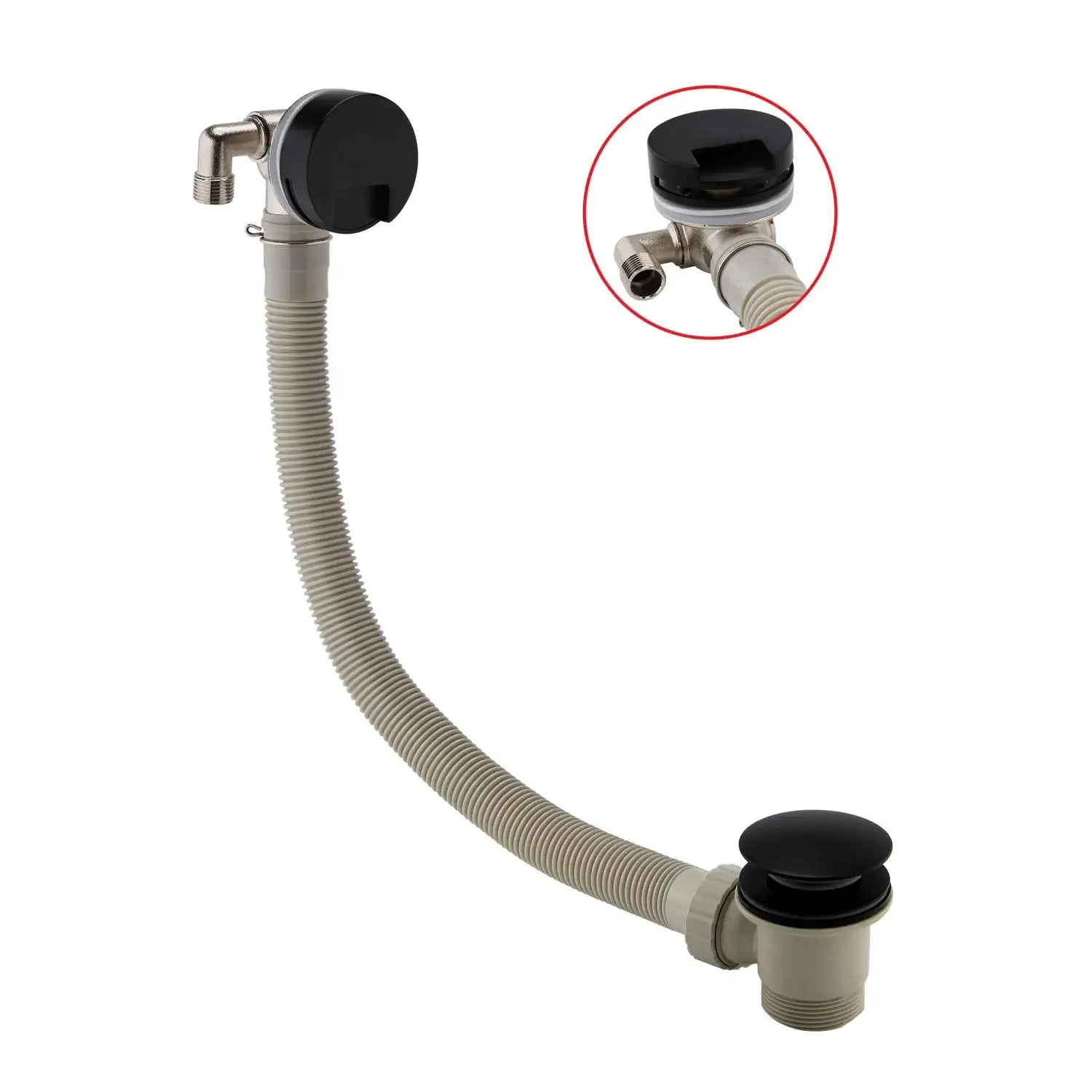 Round Bath Filler and Overflow with Sprung Waste (Black)