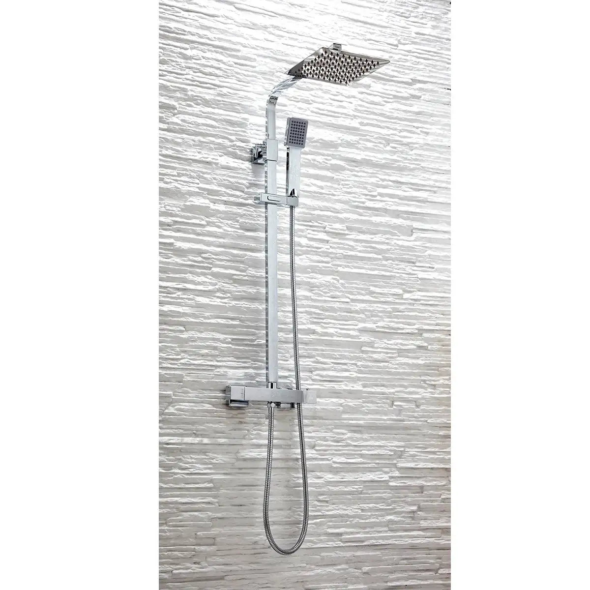 Lunar Square Rigid Riser Shower Kit (Chrome)
