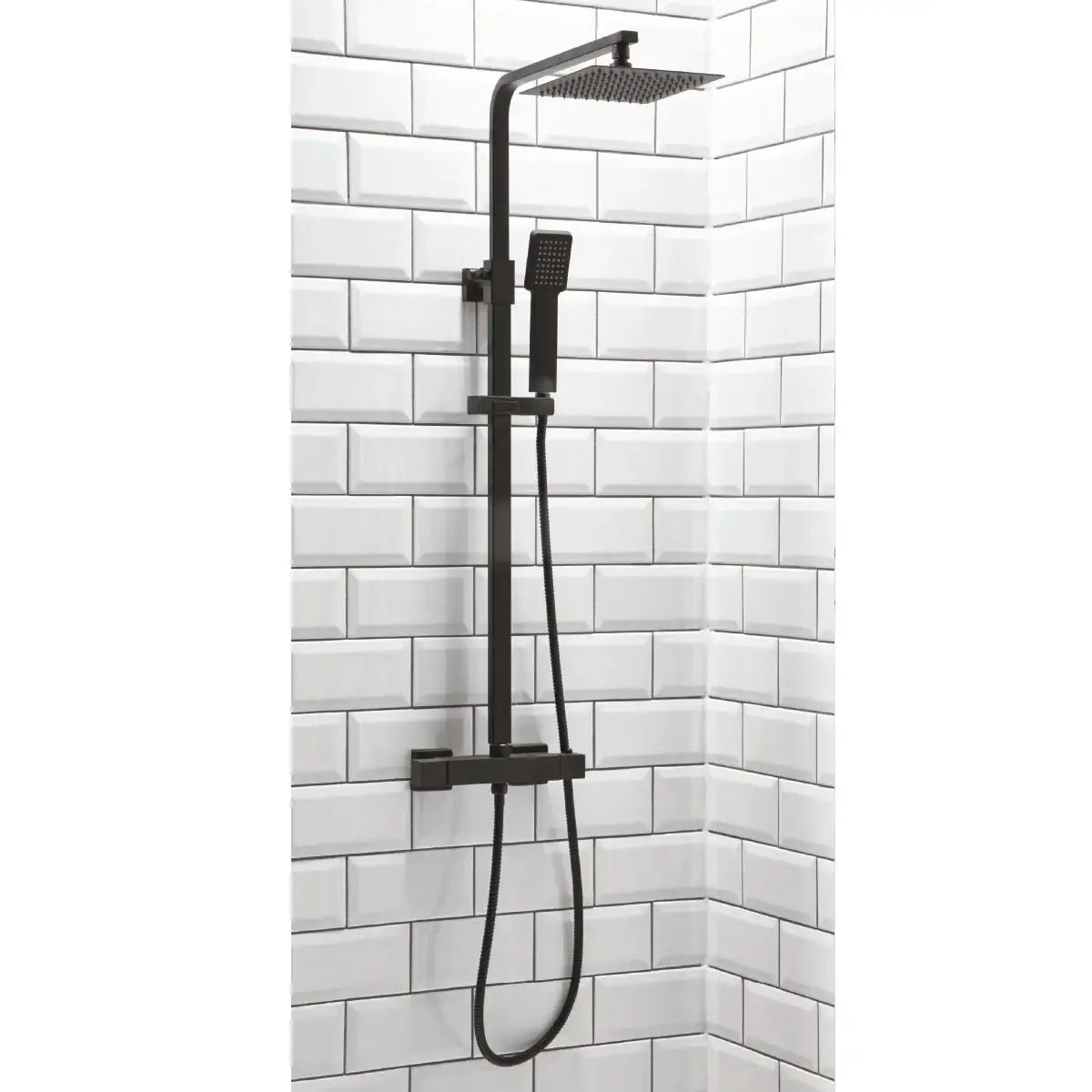 Lunar Square Rigid Riser Shower Kit (Black)