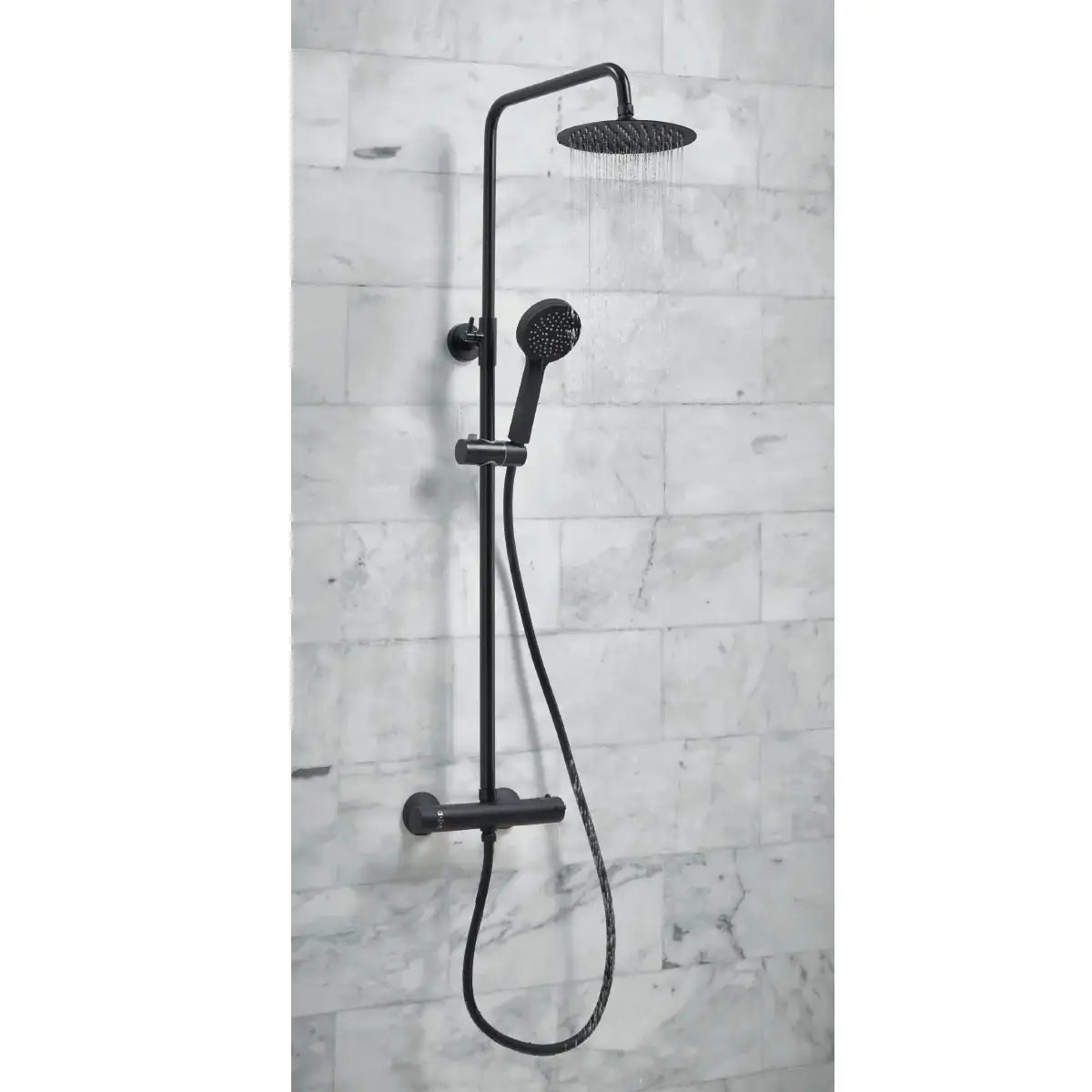 Middleton Round Rigid Riser Shower Kit (Black)