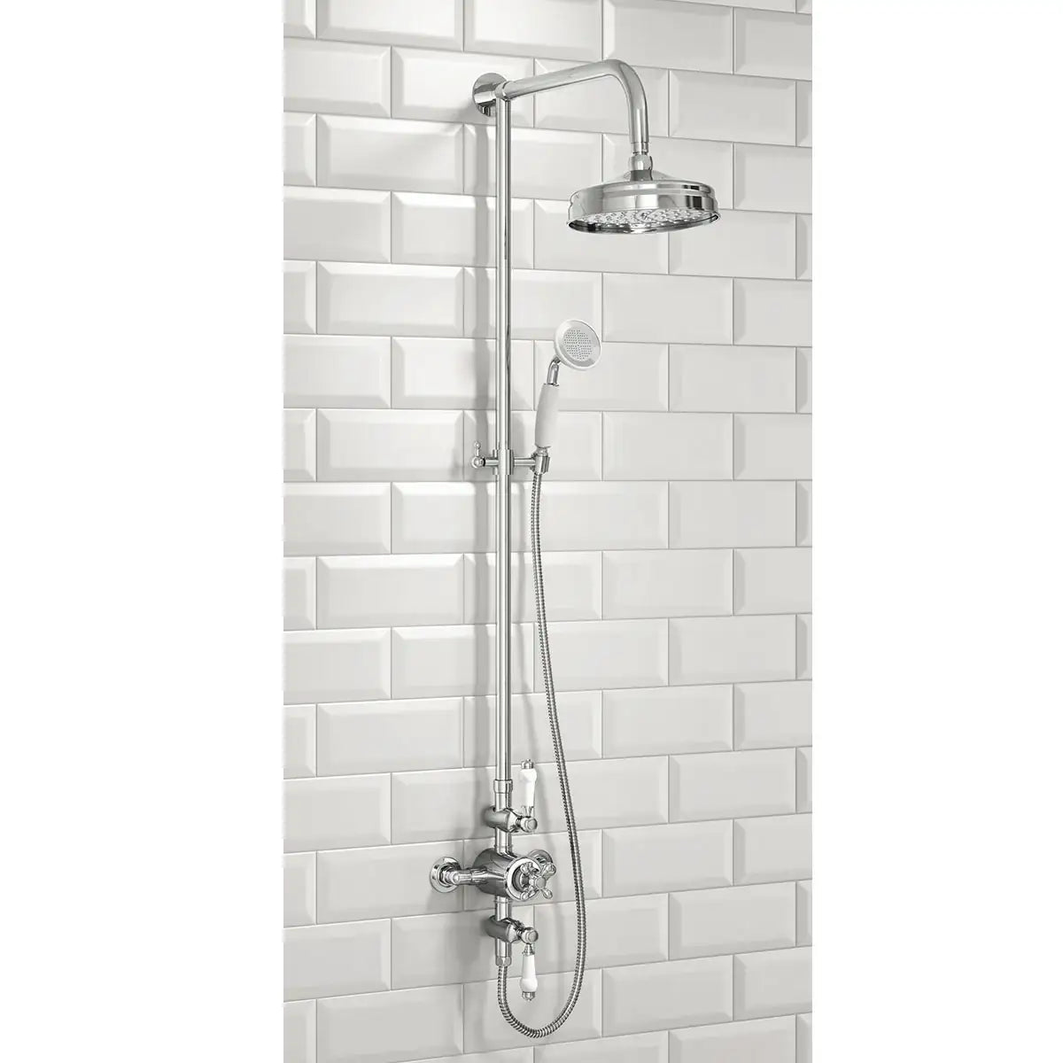 Traditional Rigid Riser Shower Kit with Fixed Head and Handset