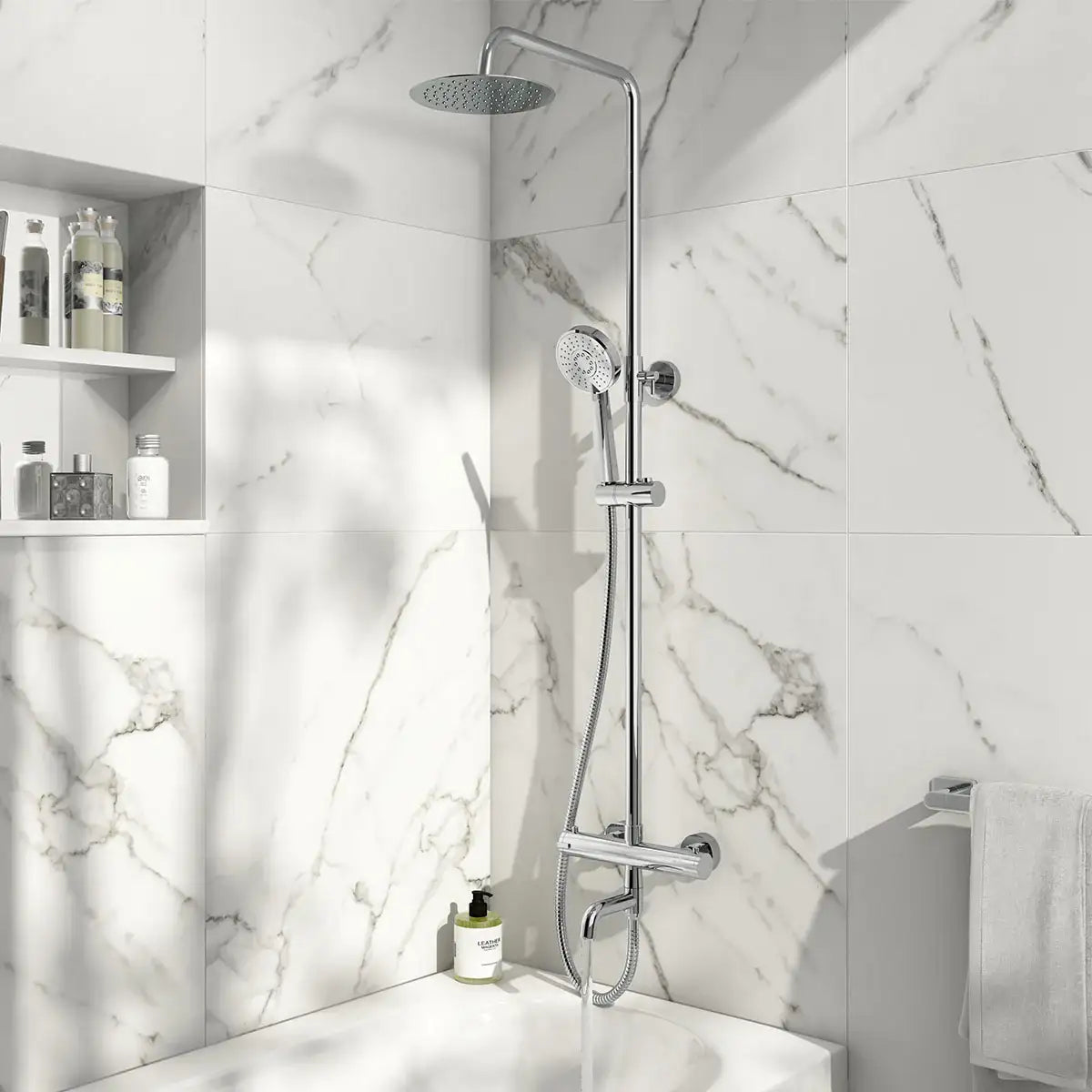 Solar Round Rigid Riser Shower Kit with Bath Filler