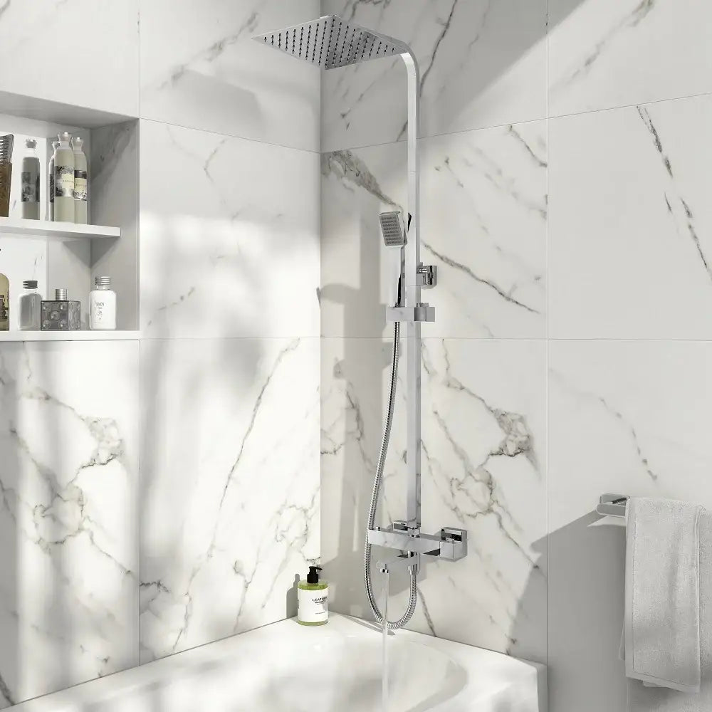 Block Square Rigid Riser Shower Kit with Bath Filler