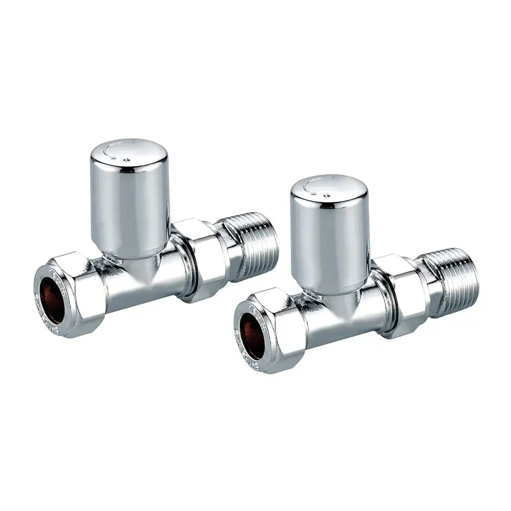 Straight Radiator Valves (Chrome) Pair