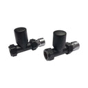 Straight Radiator Valves (Black) Pair