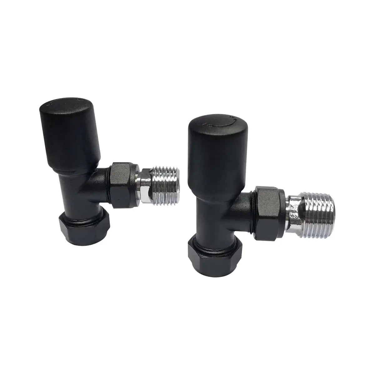 Angled Radiator Valves (Black) Pair