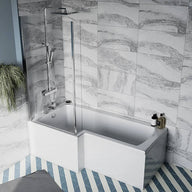 1700mm High Gloss White MDF Front Panel for L Shape Shower Bath