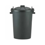 Black Plastic Dustbin 90L With Lock Handles