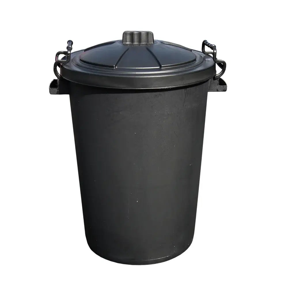 Black Plastic Dustbin And Lid 85L