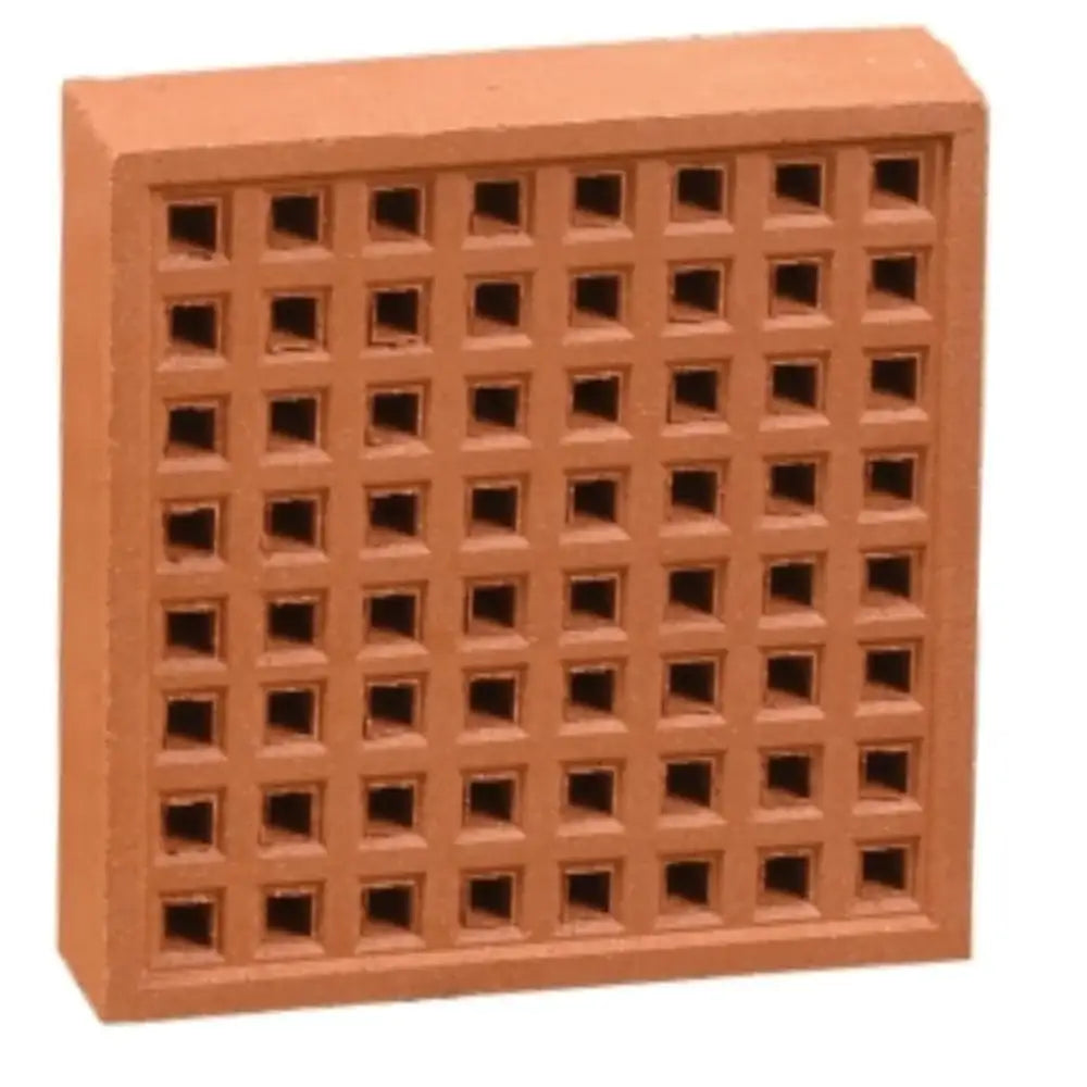 Red  Square Holed Clay Air Brick 215 x 215mm