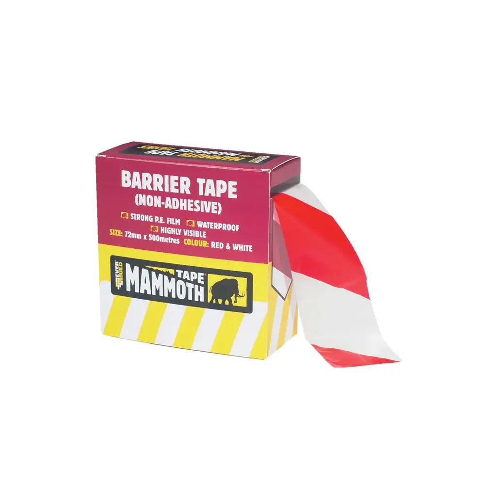 Everbuild Red And White Barrier Tape 72mm x 500m