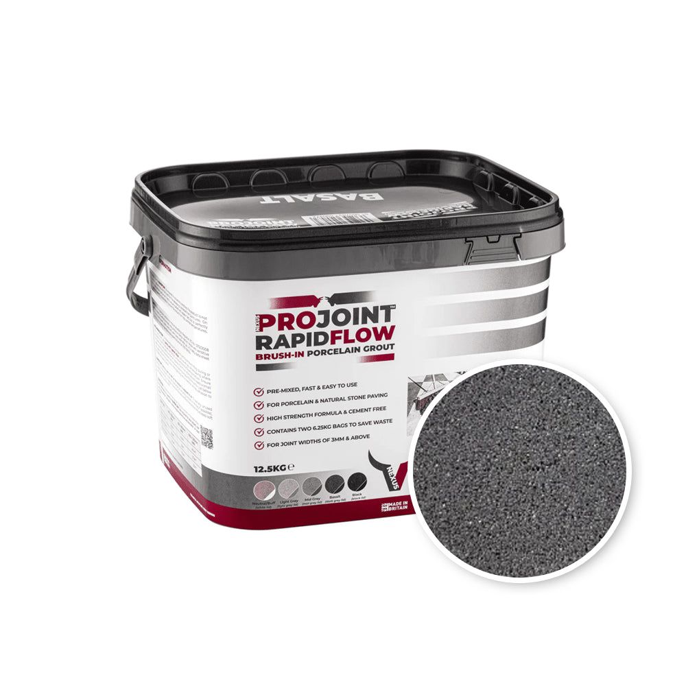 Pro Joint Rapid Flow Brush in Porcelain Paving Grout Basalt 12.5Kg