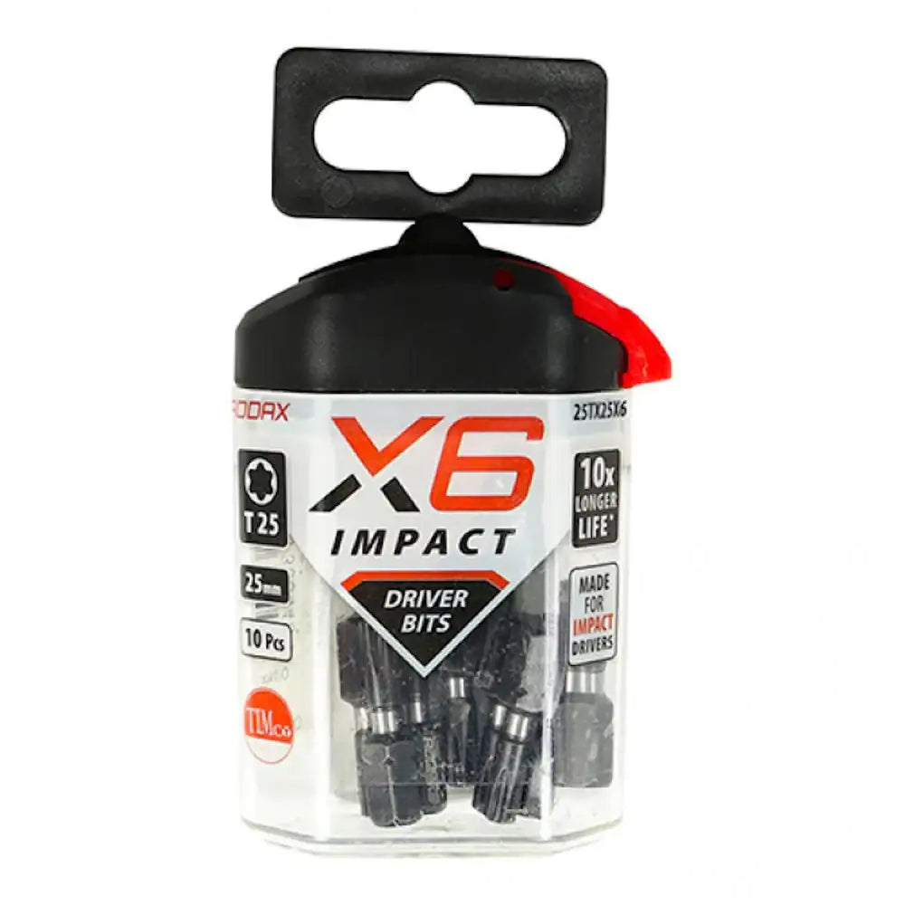 Timco X6 Impact Tx25 x 25mm Driver Bit 10 Piece