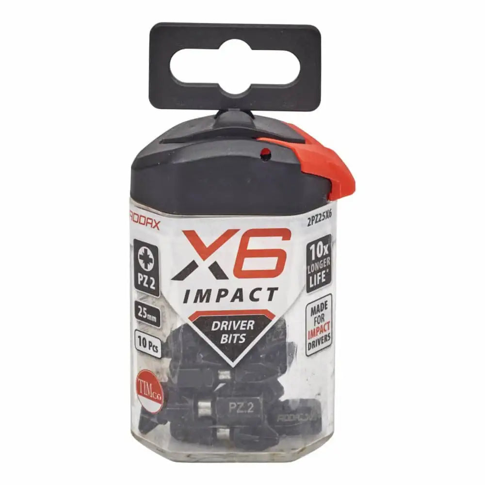Timco X6 Impact Pz2 x 25mm Driver Bit 10 Piece
