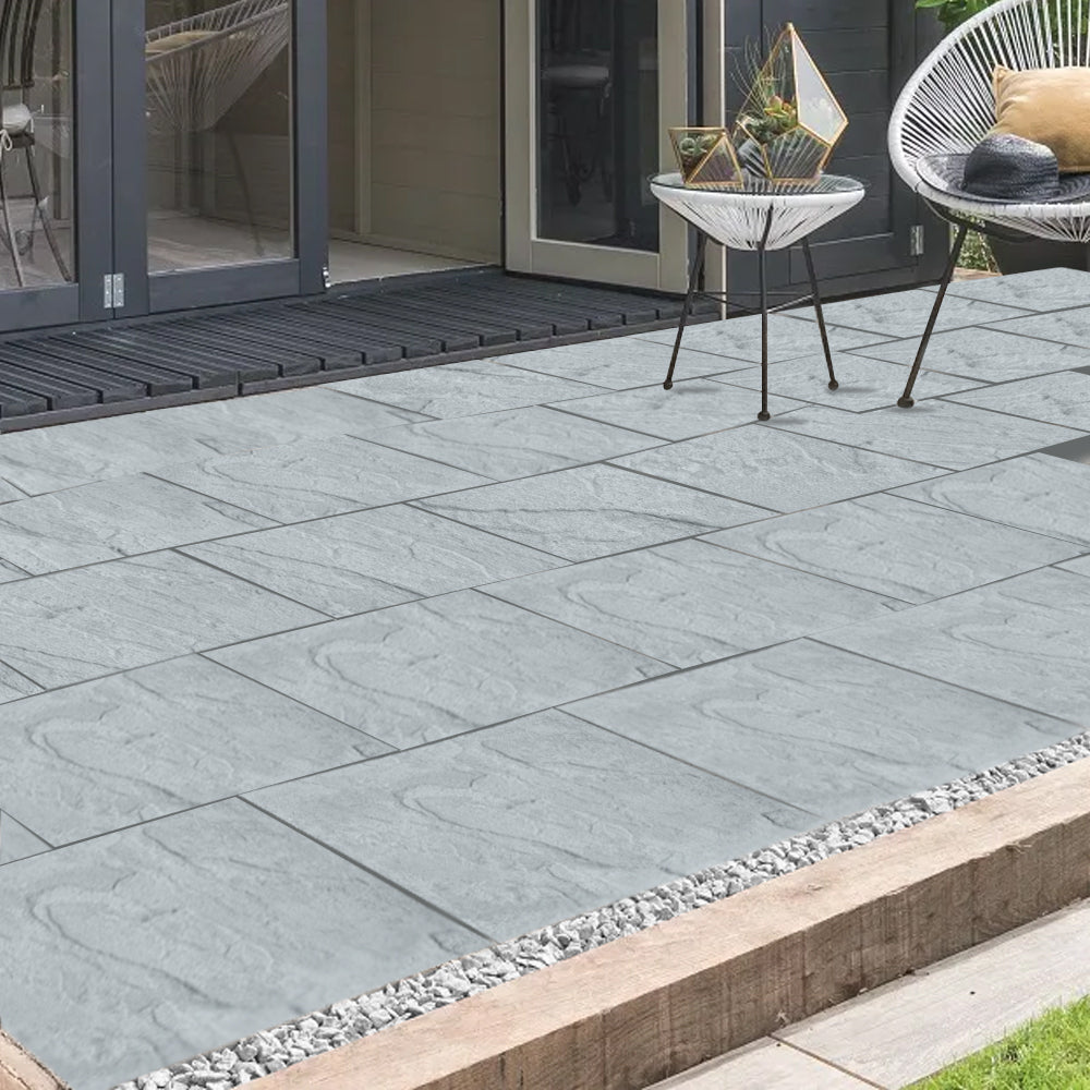 Eatons Milford Grey Riven 600x600x35mm Paving Slab Flag