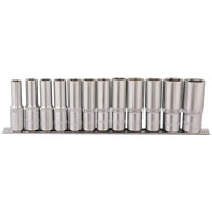 Draper 1/2 Inch 12 Piece Socket Set Rail