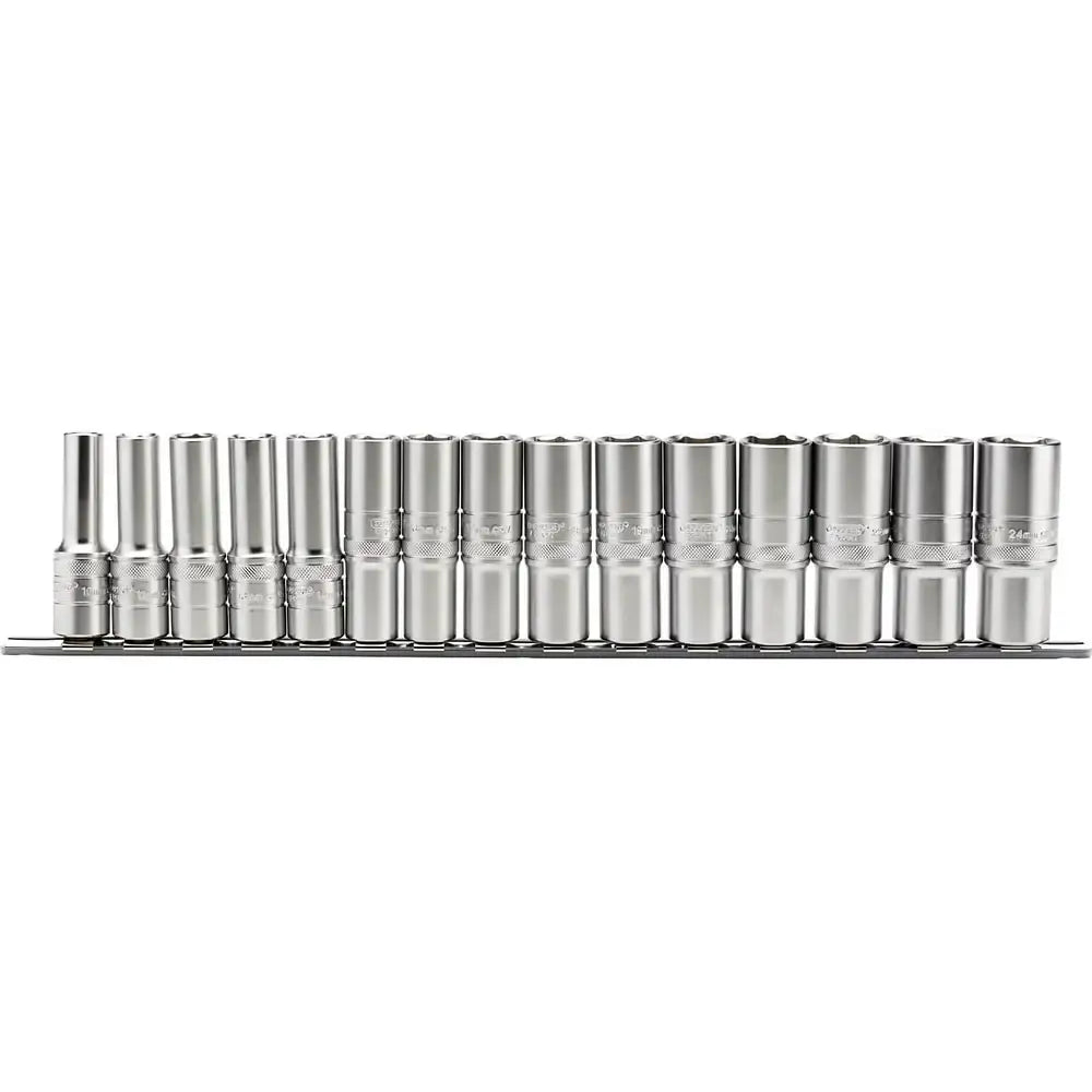 Draper 1/2 Inch 15 Piece Metric Deep Socket Rail