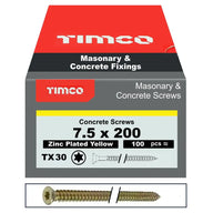 Concrete Screw  7.5x200mm Box 100