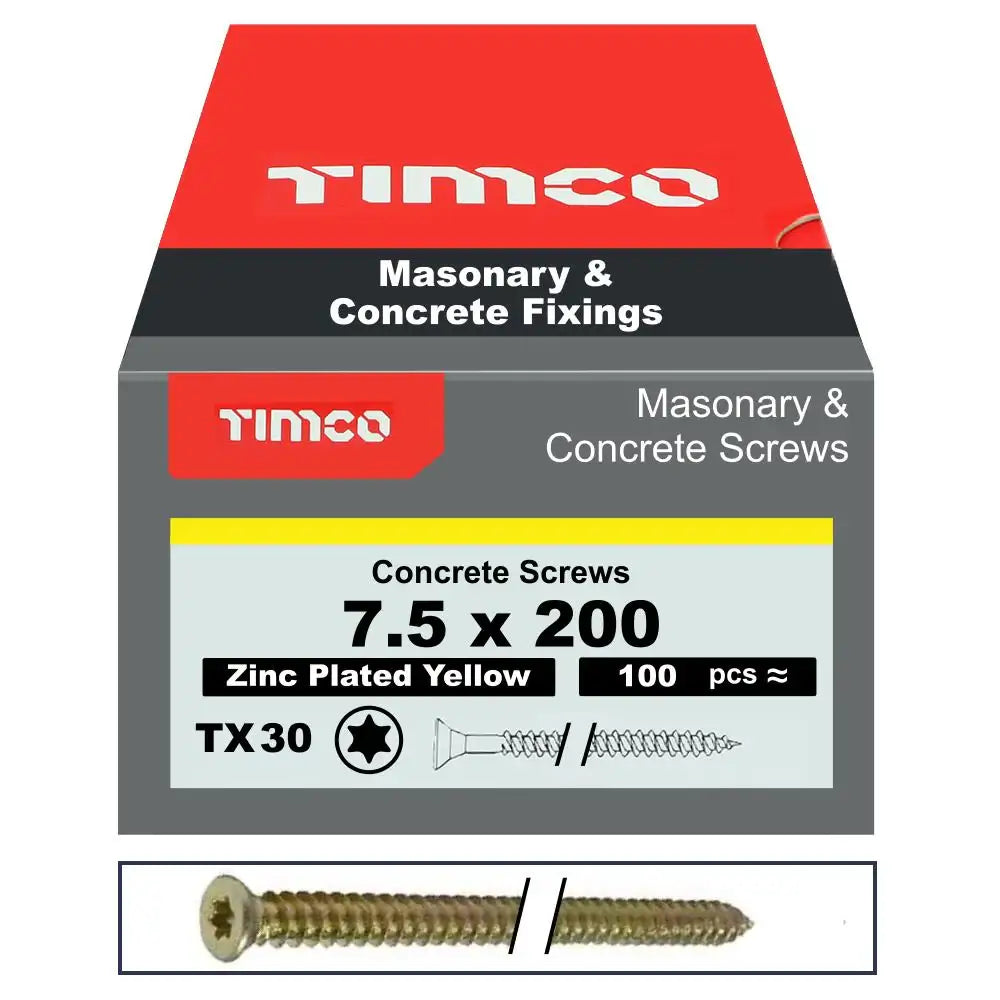 Concrete Screw  7.5x200mm Box 100
