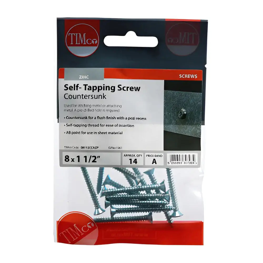 Self Tapping Pan Head Screws PZ ZYP 8x11/2 Inch Pack 14
